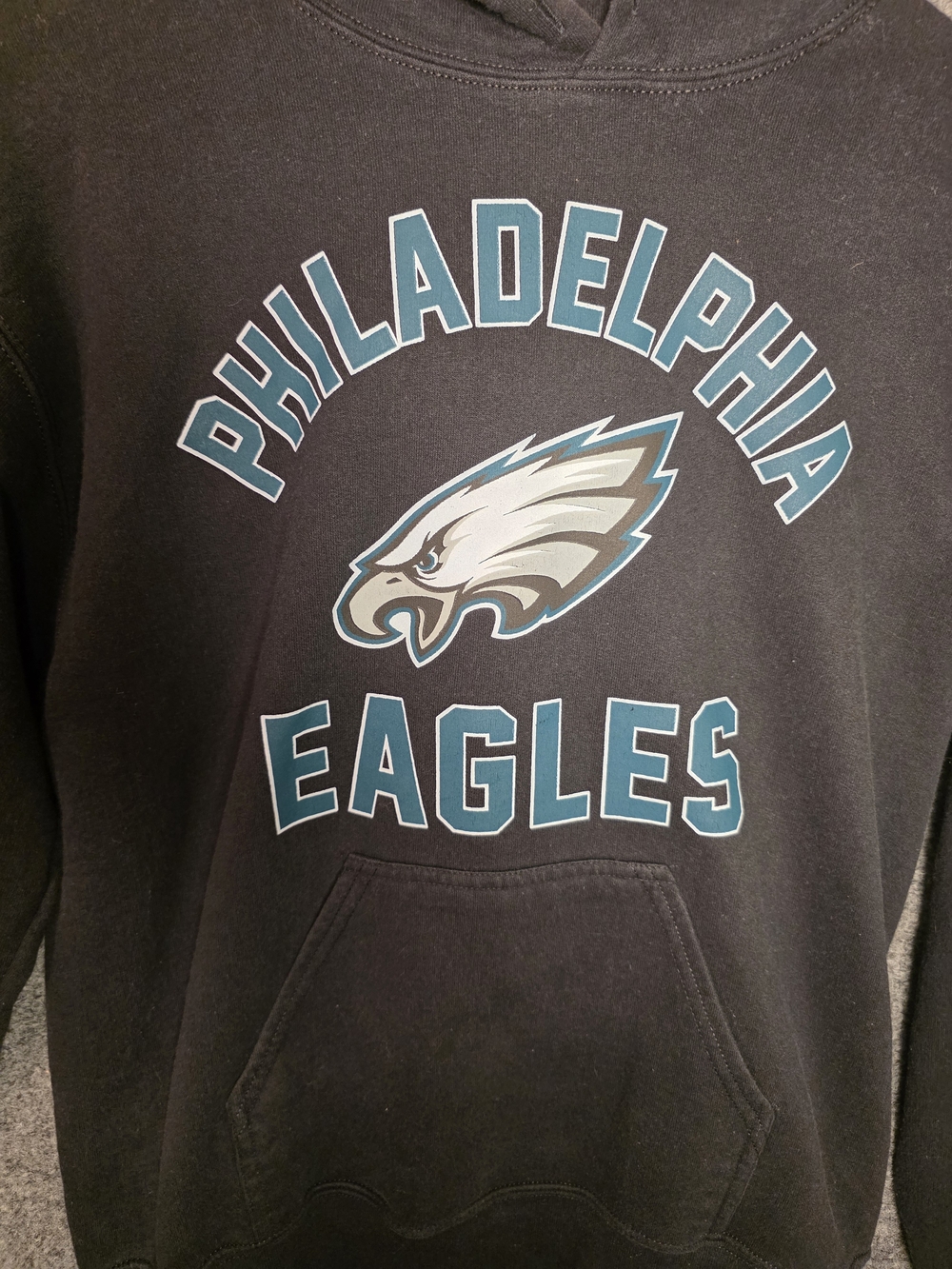 NFL Team Apparel Philadelphia Eagles Pullover Hoodie Black Graphic Mens S
